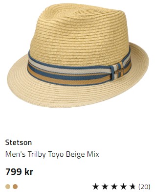Mens trilby halmhatt